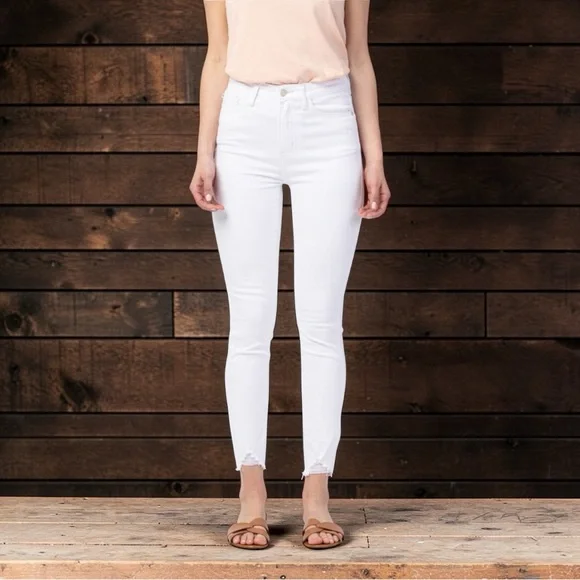 NEW Judy Blue White Skinny Fit Jeans Women's 11 / 30 Raw Hem Stretch Denim 88453 - Picture 8 of 12